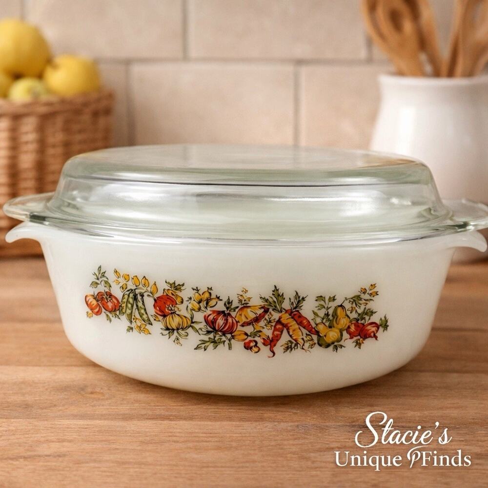 Anchor Hocking Harvest Vegetable Casserole Baking Dish #433 with OriginalLid